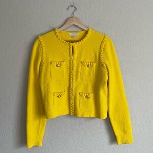 J Crew Cardigan Sweater Womens Small Yellow Cotton Blend Workwear Capsule